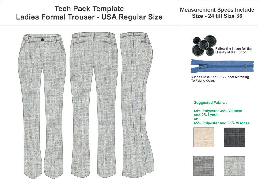 Trousers Tech Pack Template, Ready-to-use Vector Drawings, for Fashion  Designer, Create Ideas Quickly, Save Time, Downloadable - Etsy