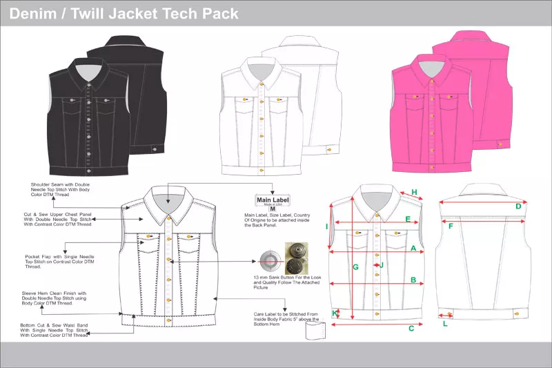 Tech Pack Designer Jackets and Vest